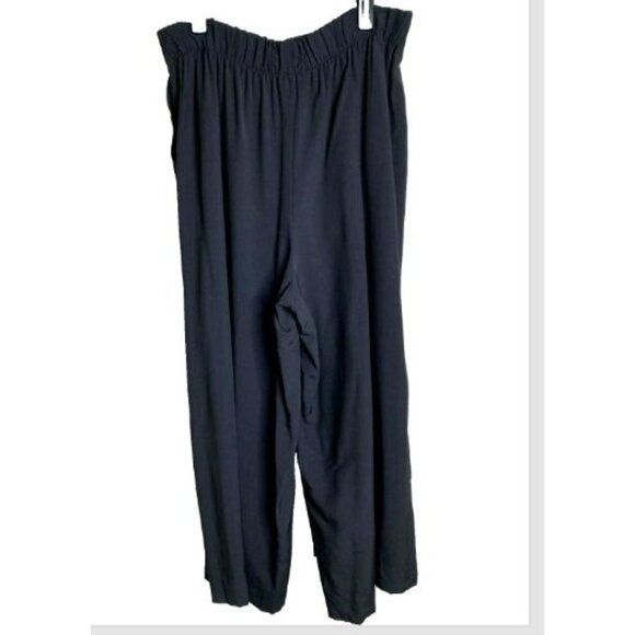 Ellen Figg Vintage Womens Black Wide Leg Pants with Elasticized Back Size M Goth - Picture 2 of 12